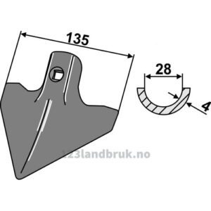 Gåsefotskjær - 135x4mm - Kongskilde, Thyregod