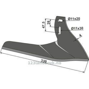 Vingeskjær - 330x4mm - Venstre - Carré, Monosem