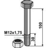 Bolt med låsemutter - 8.8 - M12x1,75x100mm