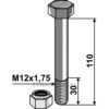 Bolt med låsemutter - 8.8 - M12x1,75x110mm