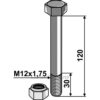 Bolt med låsemutter - 8.8 - M12x1,75x120mm