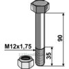 Bolt med låsemutter - 8.8 - M12x1,75x90mm