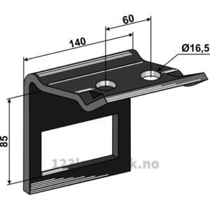 Holder for tind 100x14 og overdel 100x12 - Til ramme 60x60