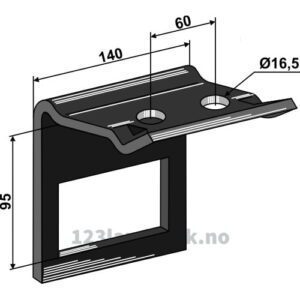 Holder for tind 100x14 og overdel 100x12 - Til ramme 60x60