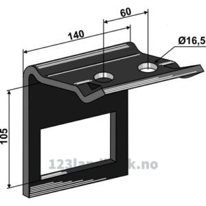 Holder for tind 100x14 og overdel 100x12 - Til ramme 80x80