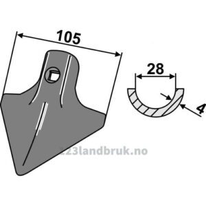 Gåsefotskjær - 105x4mm