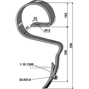 Harvetind (Elastic) med Spiss - 390mm - Rau