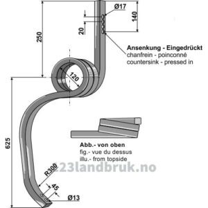Sporløsenrtind 30x30 - 625x30x30mm - Høyre