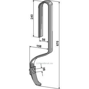 Sporløsnertind med spiss - 670x32x12mm - Taarup