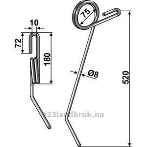 Etterharvetind - 520mm - Høyre - Nodet