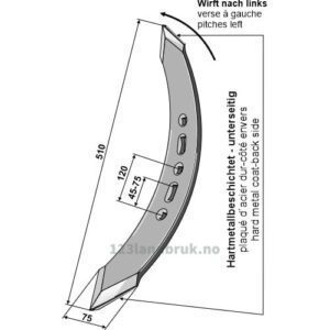 Kultivator Spiss Skjær - 510x75x10mm - Høyre - Amazone, BBG