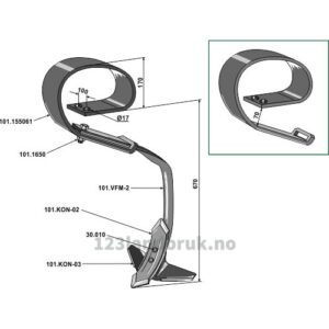Harvetind 150x14 Komplett med Spiss - 670mm - Kongskilde