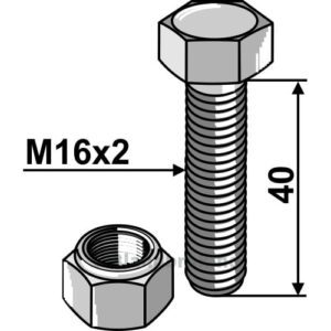 Bolt - 8.8 - M16x2x40mm - Great Plains, Simba