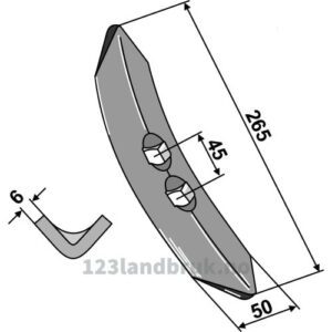 Kultivator Spiss - 265x50x6mm - Carré