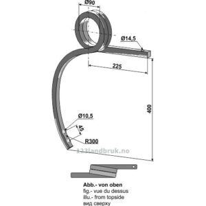 Dobbel spiralfjær - 400mm - Høyre