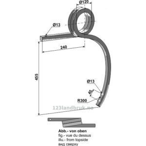 Dobbel spiralfjær - 455mm - Venstre - Bednar, Gaspardo, Maschio, Strom