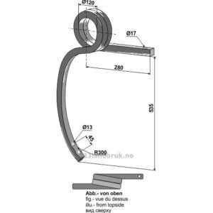 Dobbel spiralfjær - 535mm - Høyre