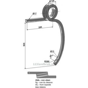 Dobbel spiralfjær - 535mm - Venstre
