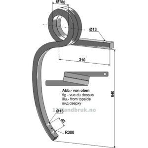 Dobbel spiralfjær - 640mm - Høyre - Kverneland