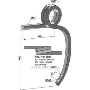 Dobbel spiralfjær - 640mm - Venstre - Kverneland