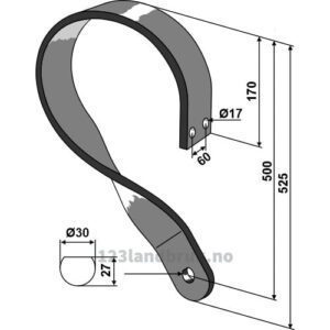 Arm for skål - 525mm - Høyre