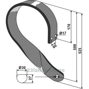Arm for skål - 525mm - Venstre