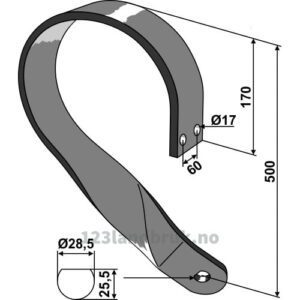 Arm for skål - 500mm - Høyre