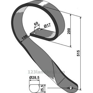 Arm for skål 100x16mm - 515mm - Høyre