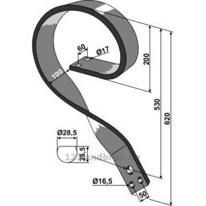 Arm for skål 100x16mm - 620mm - Venstre
