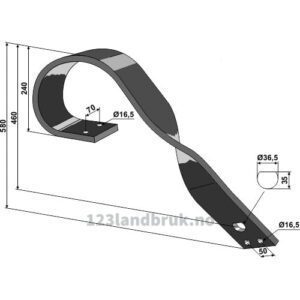 Arm for skål 120x20mm - 580mm - Venstre