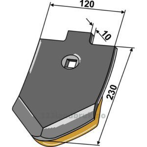 Kultivator Spiss Skjær Hardmetall coat-bak - 230mm