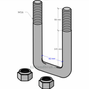 Alternative view of U-bolt for 80x120 frame - M16mm
