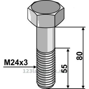 Bolt - 8.8 - M24x3x80mm