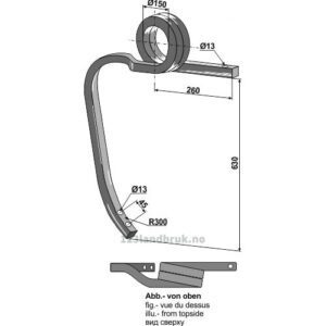Dobbel spiralfjær R300 - 630mm - Kverneland