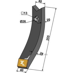 Kultivator Spiss Skjær Hardmetall - 255mm