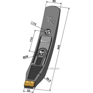 Kultivator Spiss Skjær Hardmetall - 440mm - Köckerling, Köckerling Topmix