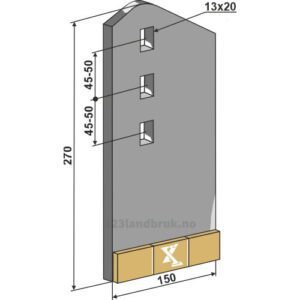 Sliteplate til Slettetind - 270x150x8mm - Høyre - Väderstad
