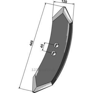 Kultivator Spiss Skjær - 440x120x14mm