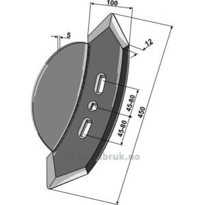 Kultivator Spiss Skjær - 450x100x12mm - Köckerling Quadro-Triomix