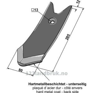 Kultivator Spiss Skjær - 285mm - Köckerling Topmix
