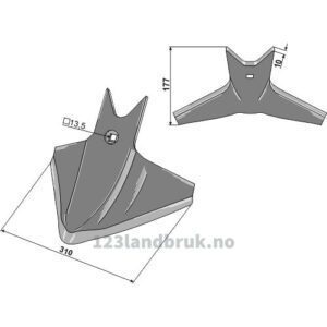 Gåsefotskjær - 310x10mm - Köckerling Topmix