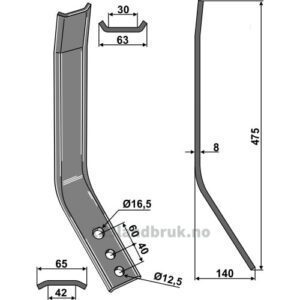 Sliteplate - 475x65mm - Kverneland