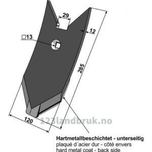 Kultivator Spiss Skjær - 285mm - Lemken Karat, Lemken Kristall
