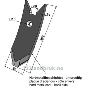 Kultivator Spiss Skjær - 260mm - Lemken Karat