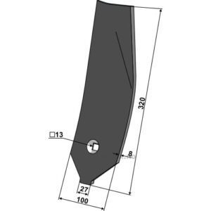 Ledeskinne / Fører - 320mm - Venstre - Lemken Karat, Lemken Kristall
