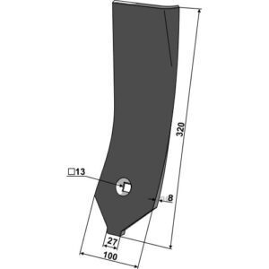 Ledeskinne / Fører - 320mm - Høyre - Lemken Karat, Lemken Kristall