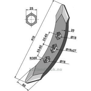 Grubbespiss - 410x60mm - Kverneland
