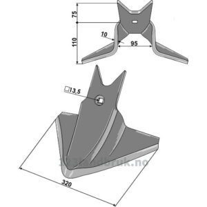 Topmix Gåsefotskjær - 320x320x10mm - Köckerling Topmix