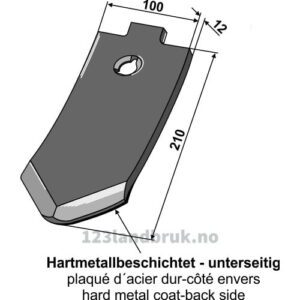 Kultivator Spiss Skjær - 210x100x12mm - Komet