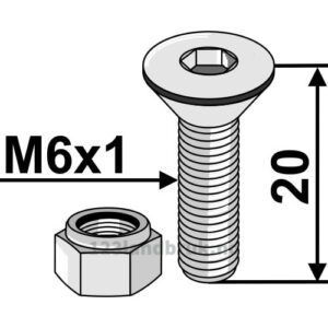 Umbraco med Låsemutter - 10.9 - M6x1x20mm